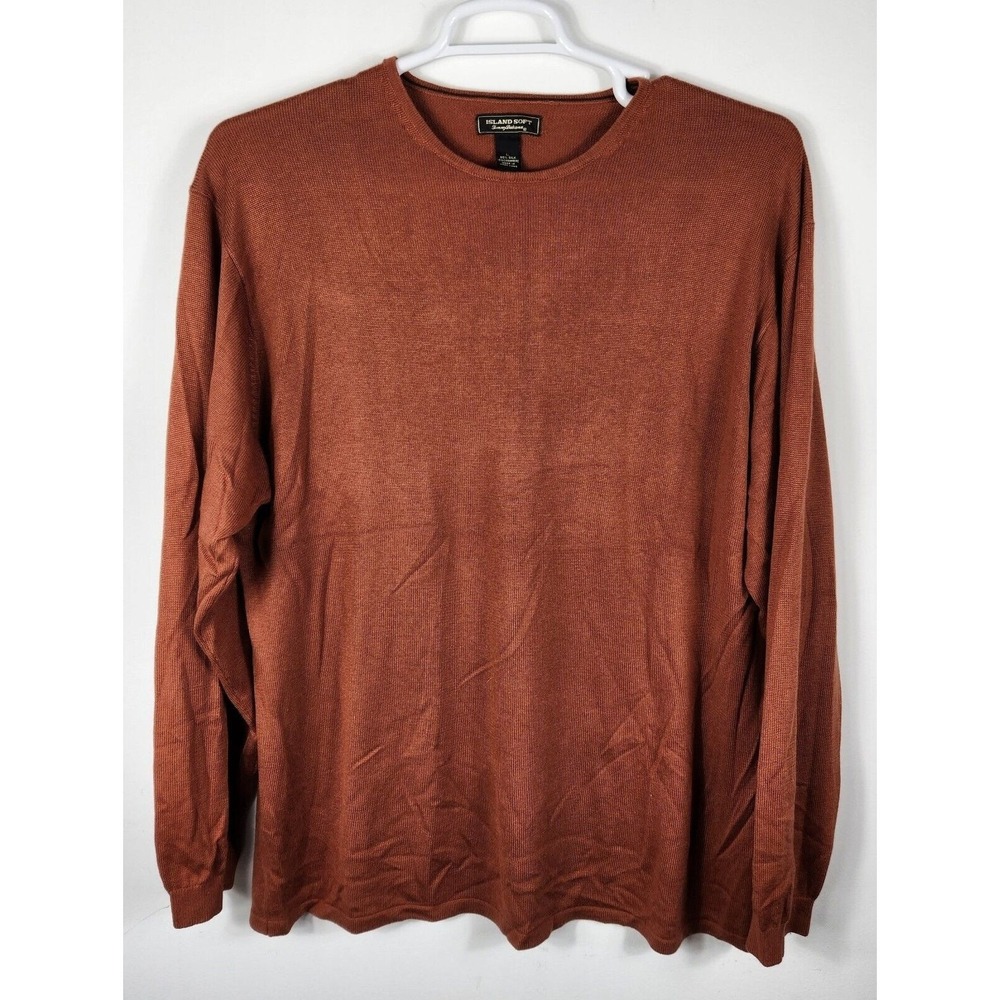 Tommy Bahama Island Soft Men's Vneck Orange Sweater Large Silk Cashmere Blend